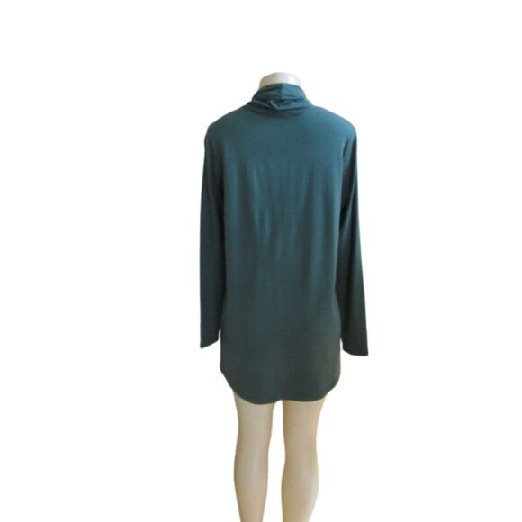 Peruvian Connection Green Turtleneck Pima Cotton Long Blouse Size L - Picture 3 of 4